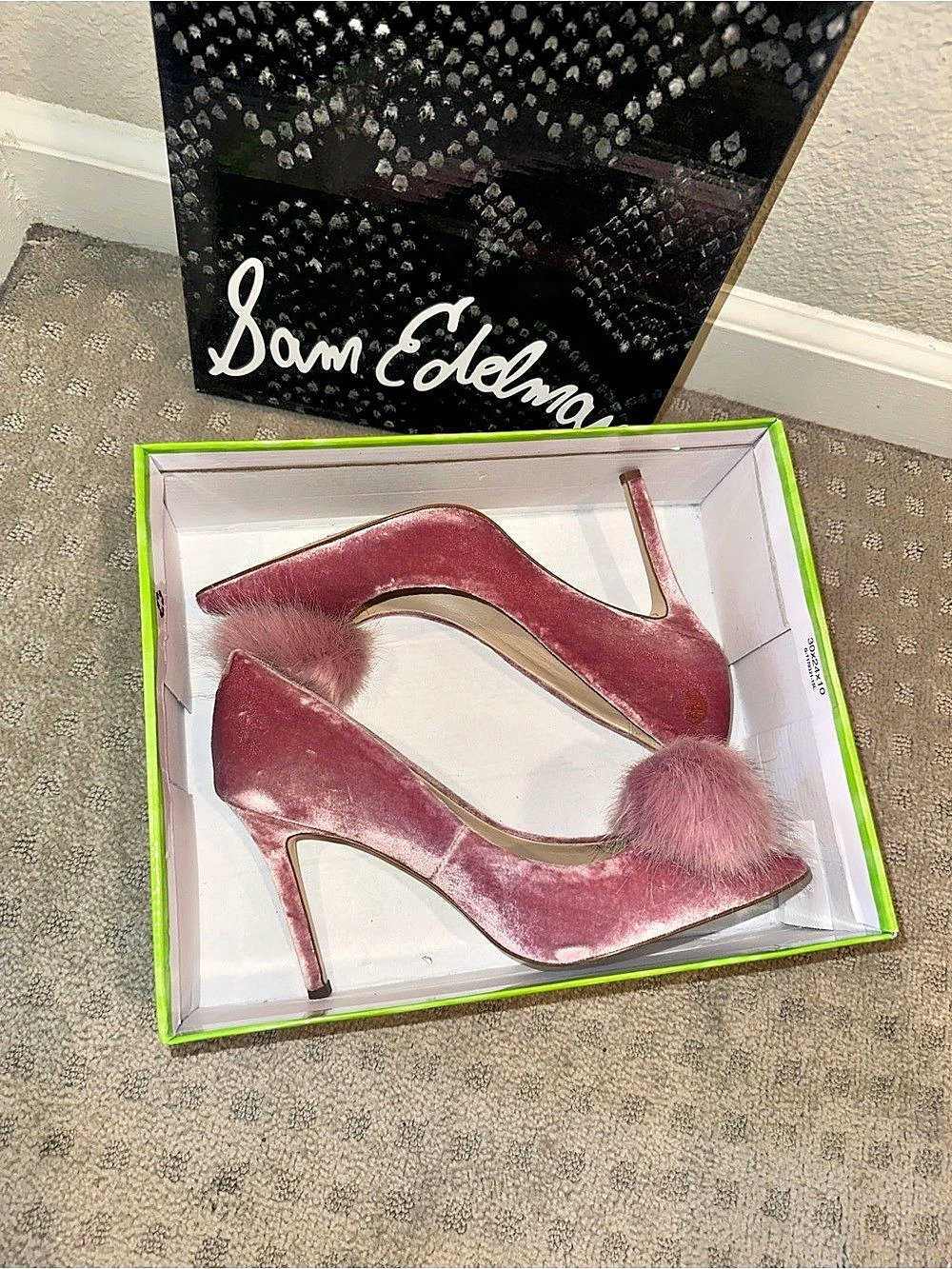 Sam Edelman Hazel Velvet Pom-Pom Pumps Pink US 8.5 M